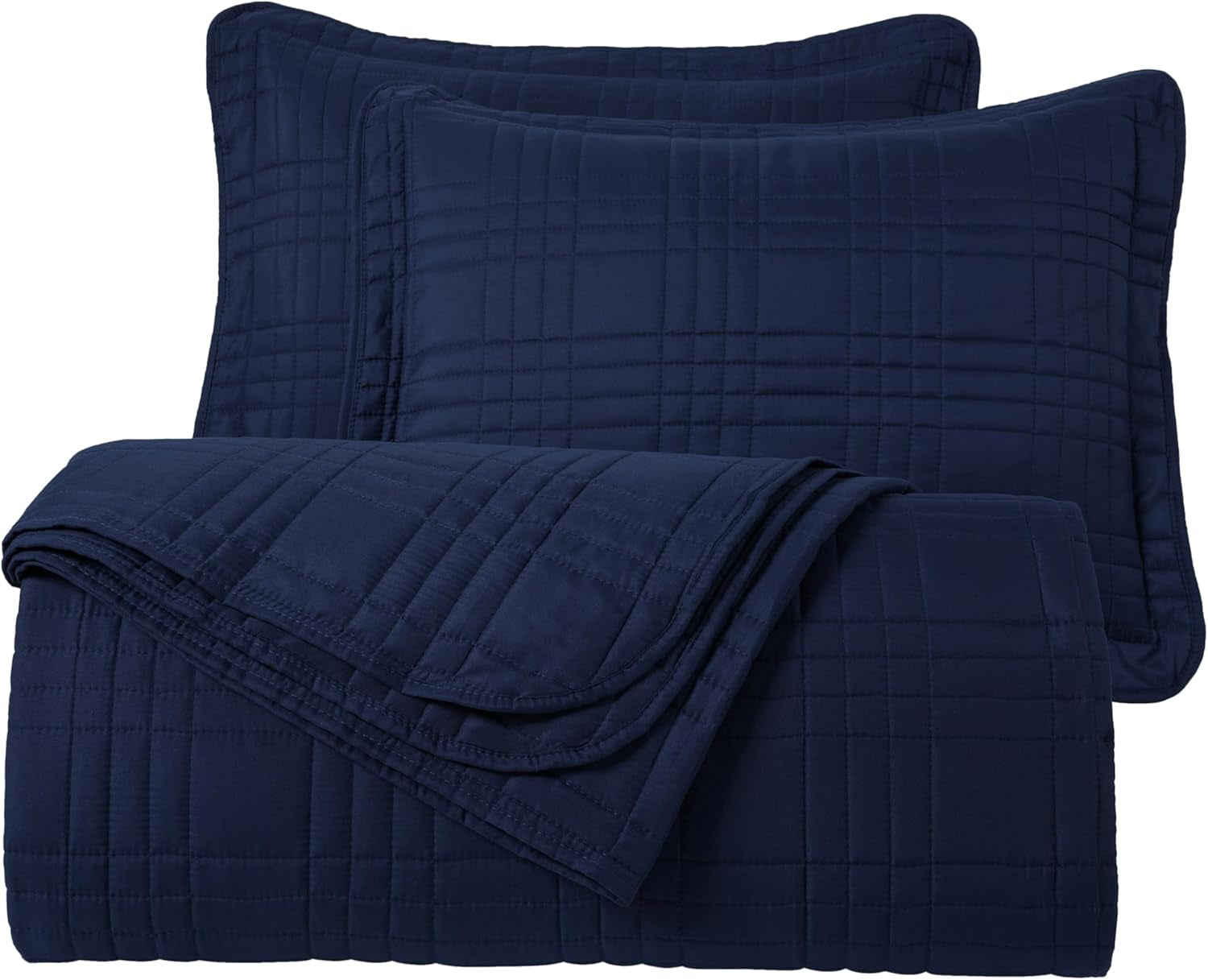 Kingston 3-Piece Oversized Bedspread Coverlet Set (Queen, Navy)